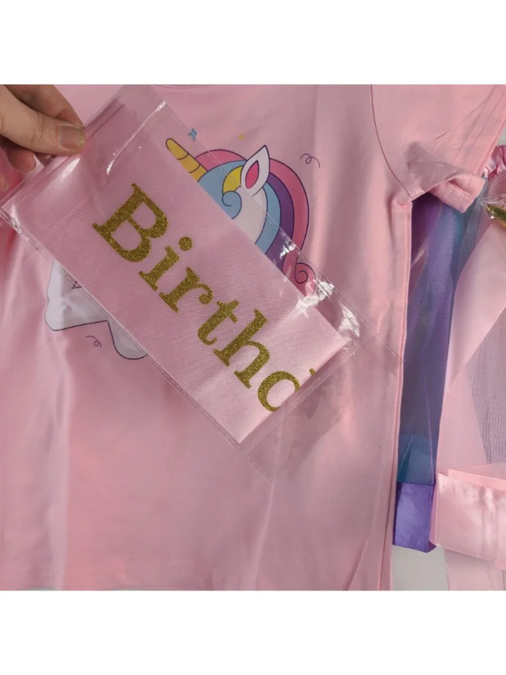 Unicorn 4th Birthday Outfit Set Pink Shirt Tutu Birthday Sash & Unicorn Headband - Picture 3 of 10